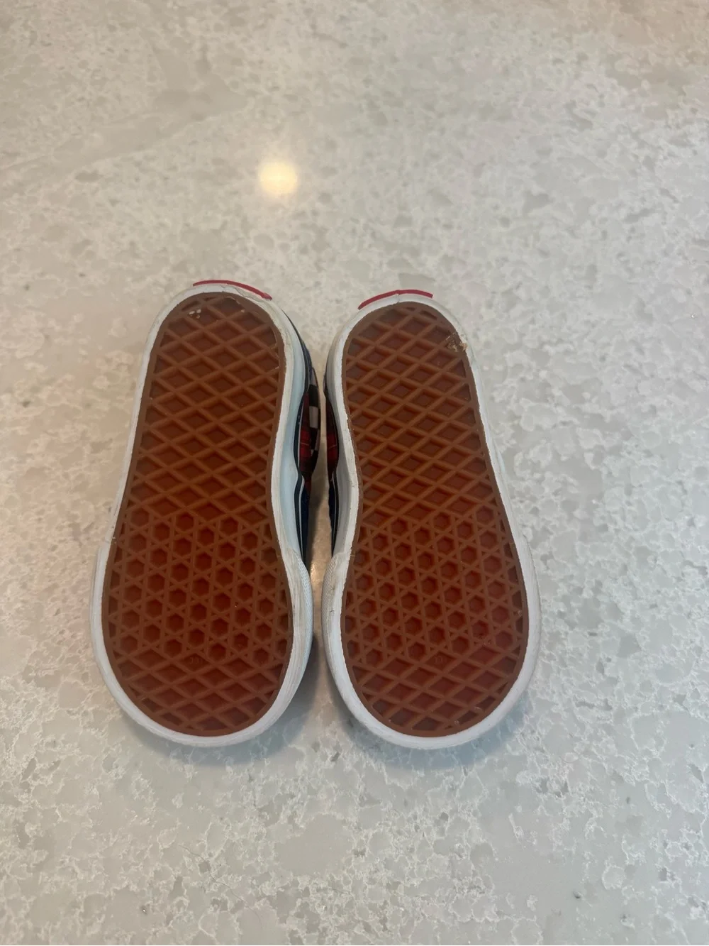 Like new Vans Toddler Blue Plaid & Black-White Check Skate Sneakers